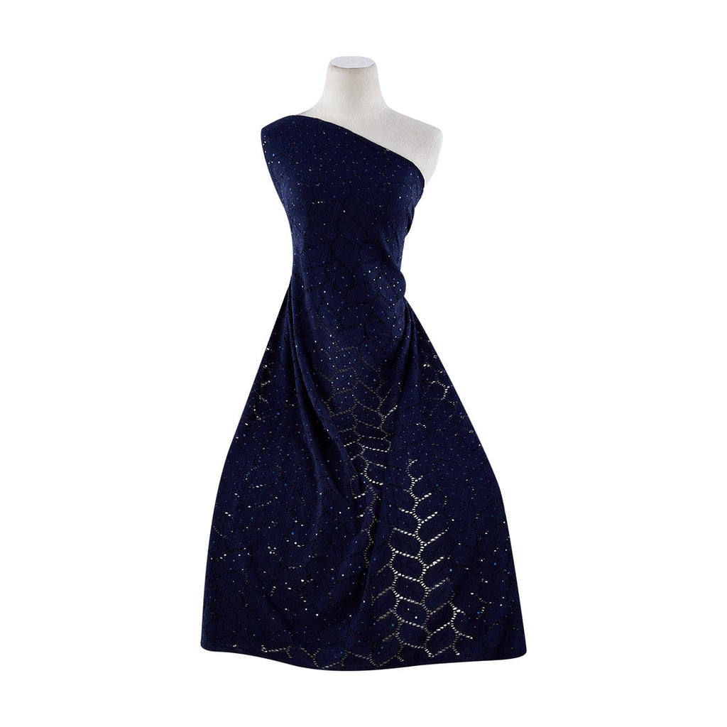 LEAF LACE WITH TRANS  | 21338-TRANS NAVY - Zelouf Fabrics