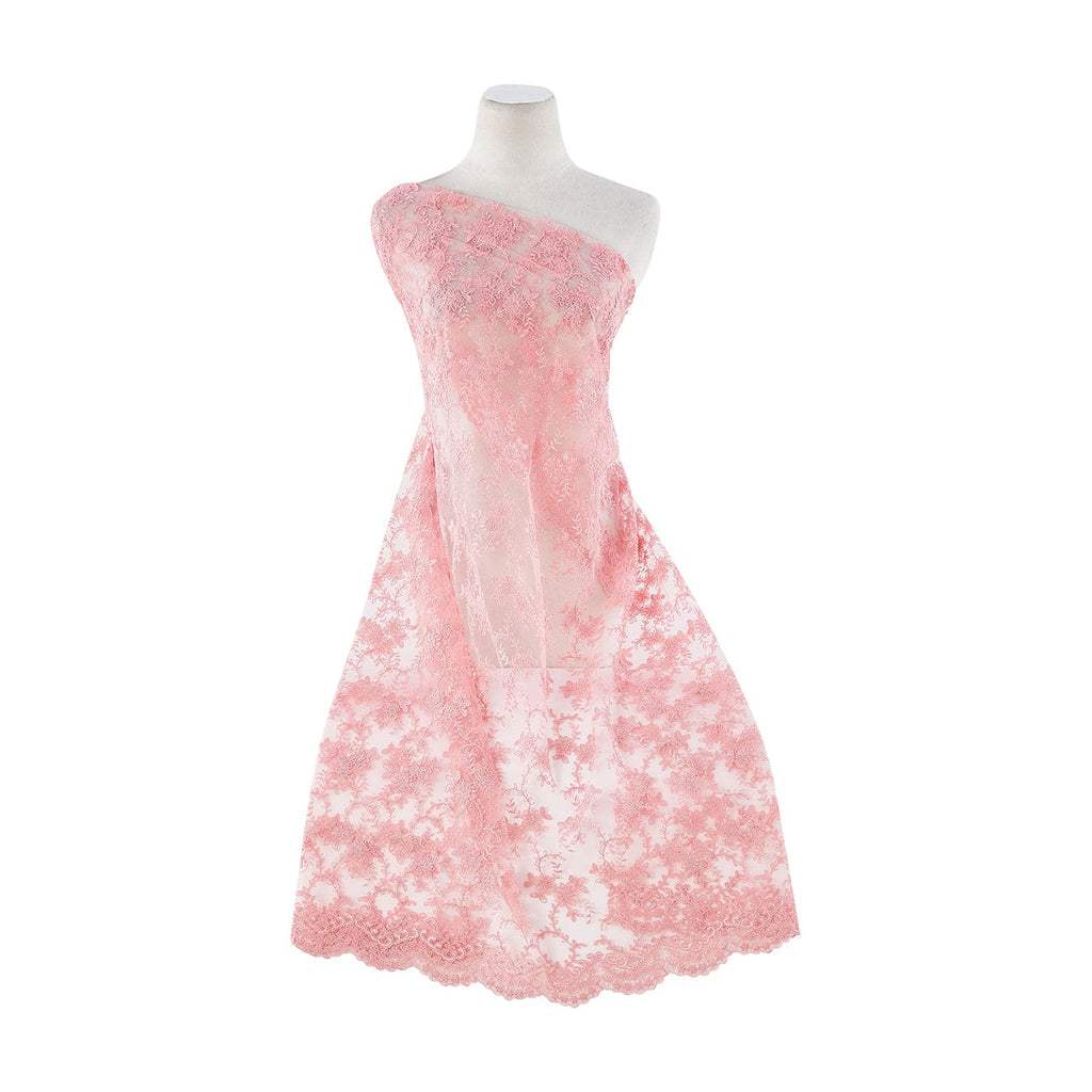 CORAL | 21345 - CORD EMB DOUBLE BORDER ON TULLE SCALLOP CUT - Zelouf Fabrics