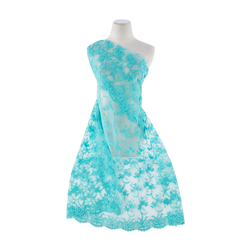 JADE | 21345 - CORD EMB DOUBLE BORDER ON TULLE SCALLOP CUT - Zelouf Fabrics