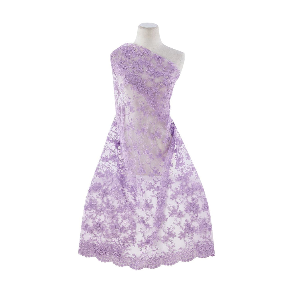 LILAC | 21345 - CORD EMB DOUBLE BORDER ON TULLE SCALLOP CUT - Zelouf Fabrics