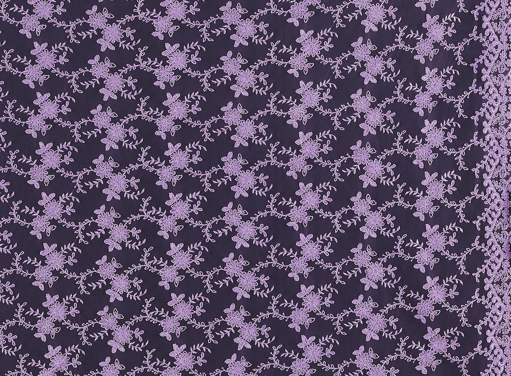 LILAC | 21345 - CORD EMB DOUBLE BORDER ON TULLE SCALLOP CUT - Zelouf Fabrics