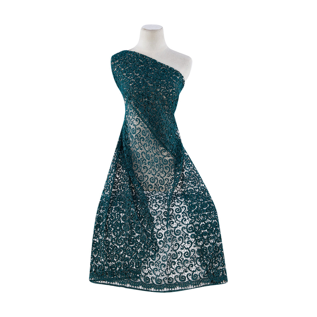 SCROLLS CHEMICAL LACE  | 21356-6455 TEAL - Zelouf Fabrics