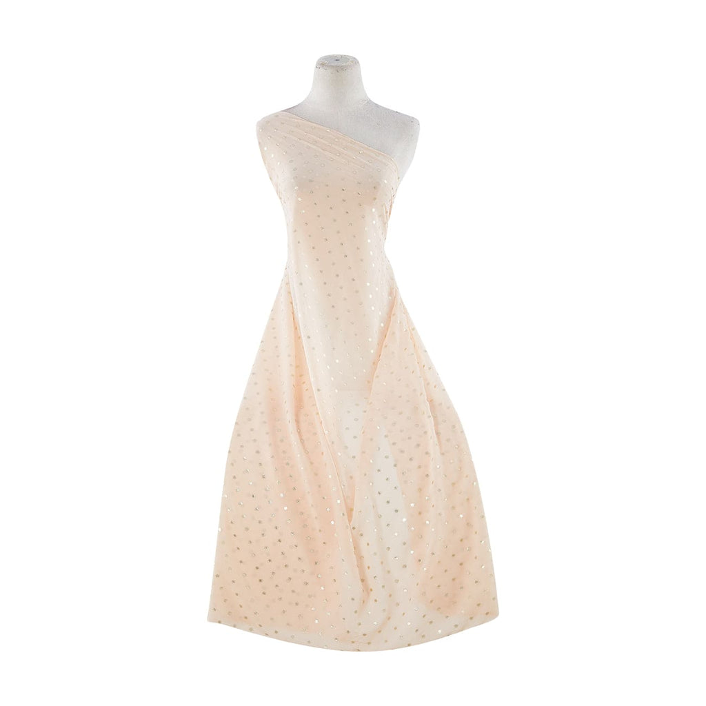 BUFF | 21375-4835 - CIRCLE GOLD FOIL ON PEARL SILK CHIFFON - Zelouf Fabrics
