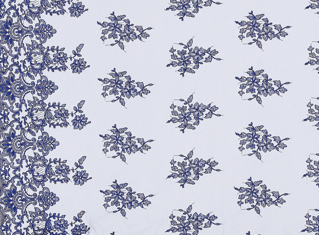 LUXE ROYAL | 21384-1060 - CORD EMB DOUBLE BORDER ON TULLE SCALLOP CUT - Zelouf Fabrics