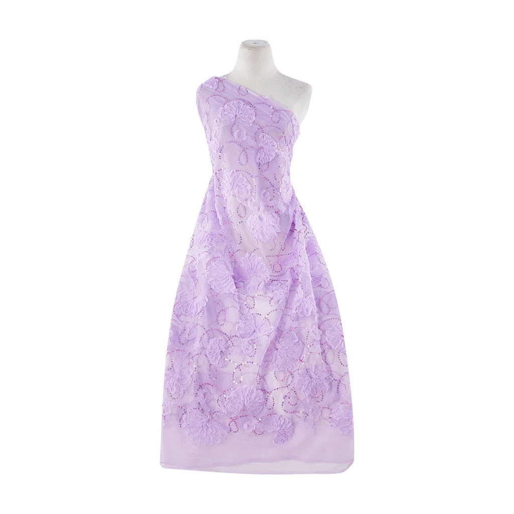 LILAC | 21392-1060 - FLOWER SUTASH WITH HOLO SEQUINS ON TULLE - Zelouf Fabrics