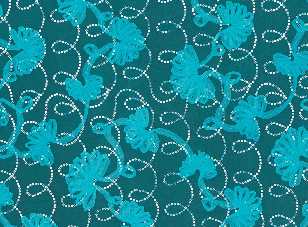 SUTASH LARGE FLOWER ON TULLE WITH SHINY SEQUINS  | 21397-1060SHINY  - Zelouf Fabrics