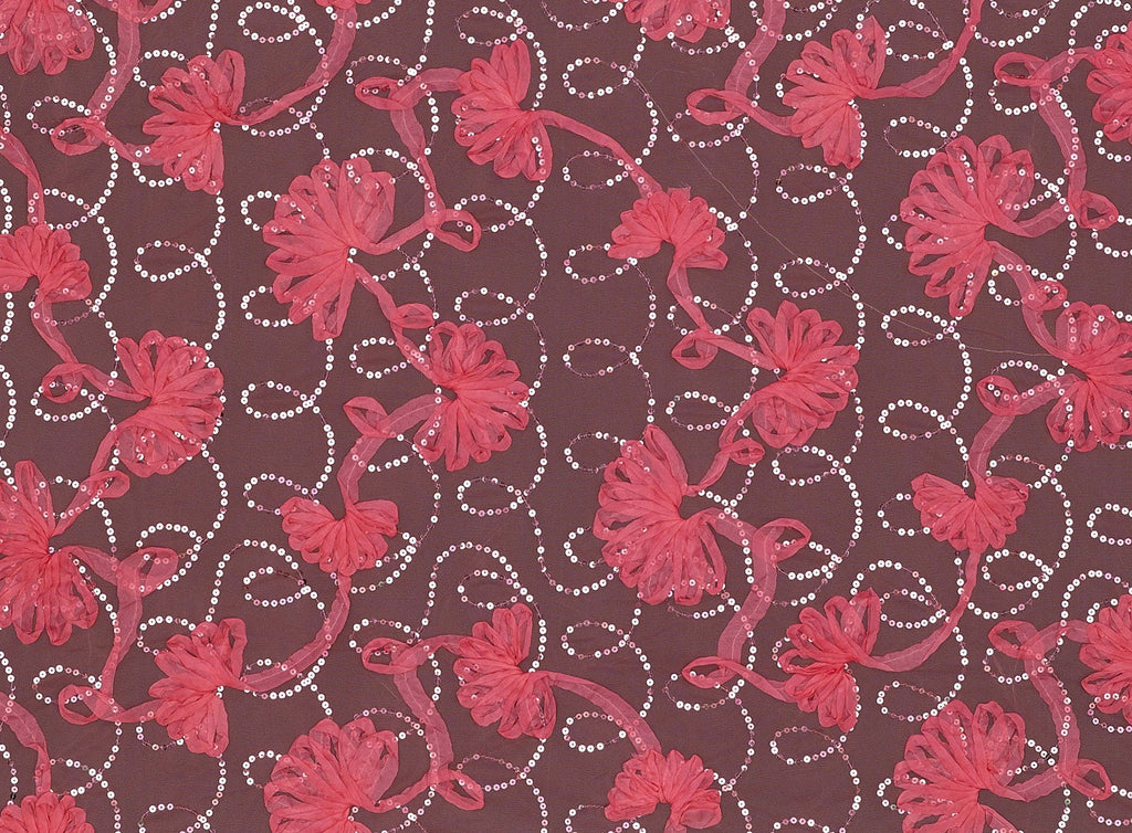 SUTASH LARGE FLOWER ON TULLE WITH SHINY SEQUINS  | 21397-1060SHINY  - Zelouf Fabrics