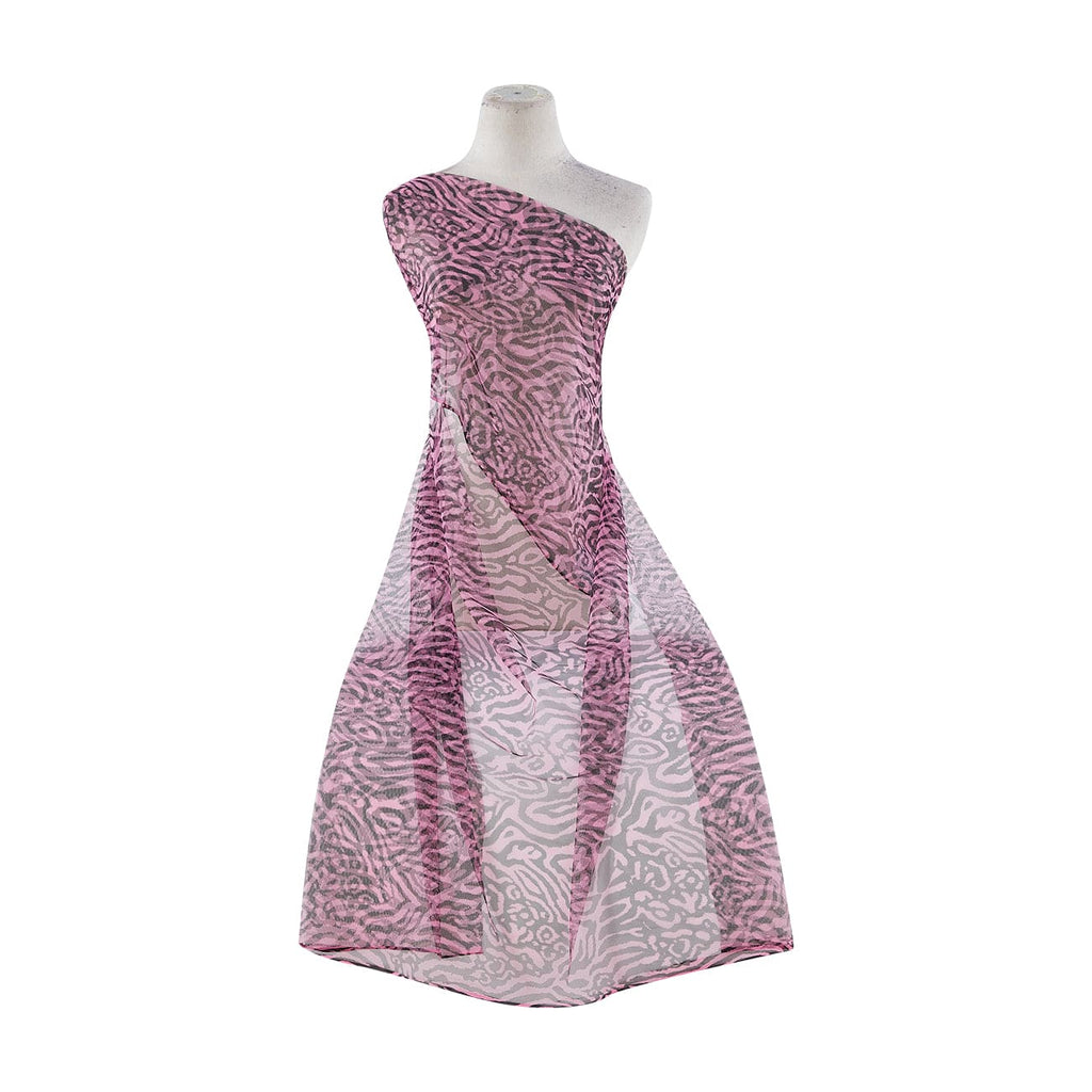 STRAWBERRY CREAM/BLK | 21403-1060 - ZEBRA PRINT ON TULLE - Zelouf Fabrics
