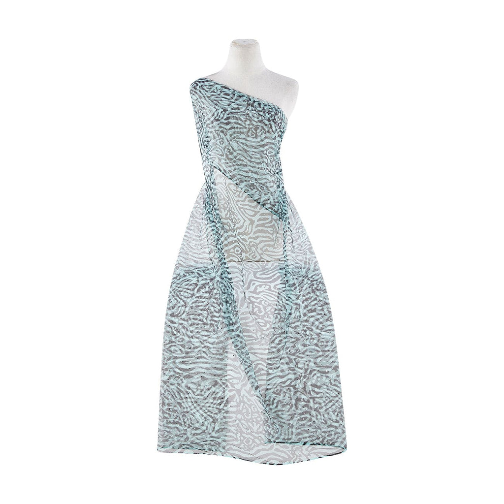 MINT CREAM/BLK | 21403-1060TRAN - ZEBRA PRINT W/ TRANS ON TULLE - Zelouf Fabrics