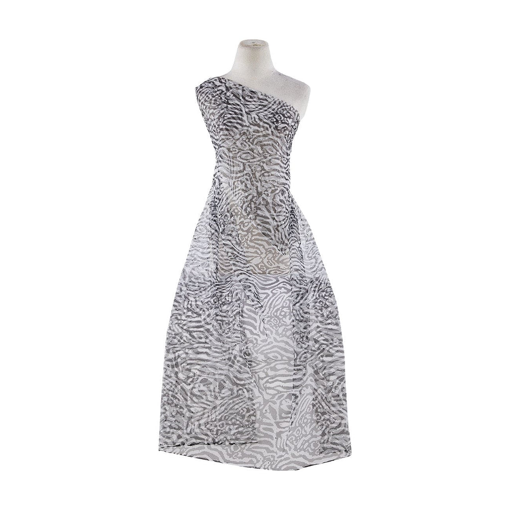 WHITE/BLACK | 21403-1060TRAN - ZEBRA PRINT W/ TRANS ON TULLE - Zelouf Fabrics