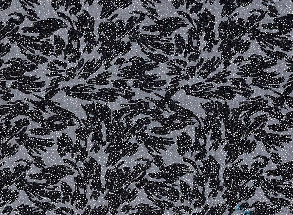ZIG ZAG BLACK SCREEN PRINT W/ DOT GLITTER ON TULLE  | 21404-1060GLIT  - Zelouf Fabrics