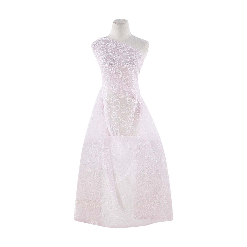 BABY PINK/WHITE | 21409-LACQUER - HEART LACQUER W/ RAINBOW GLITTER ON TULLE - Zelouf Fabrics