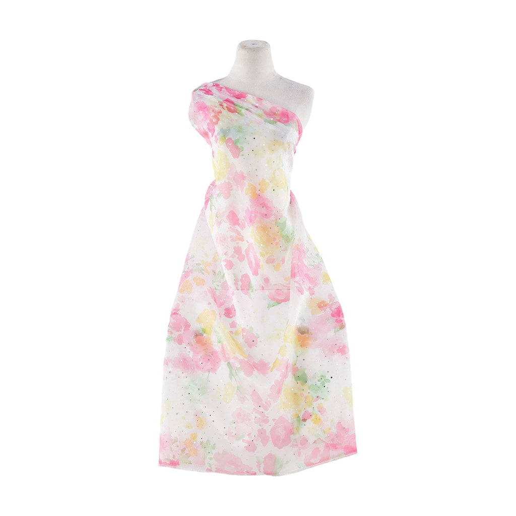 WATERCOLOR TRANS FLORAL ORGANZA | 21428-926 TRANS WHITE/YELLOW/PINK - Zelouf Fabrics