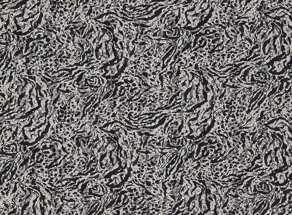 CHAMPAGNE/BLACK | 21429-TRAN - PRINTED ZEBRA LACE WITH TRANS - Zelouf Fabrics