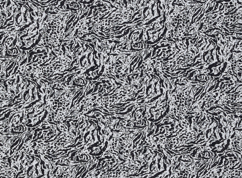IVORY/BLACK | 21429-TRAN - PRINTED ZEBRA LACE WITH TRANS - Zelouf Fabrics