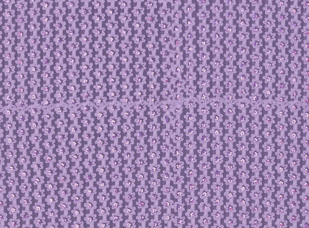 LILAC | 21452-1060HOLO - FLOWER SUTASH WITH HOLO SEQUINS ON TULLE - Zelouf Fabrics