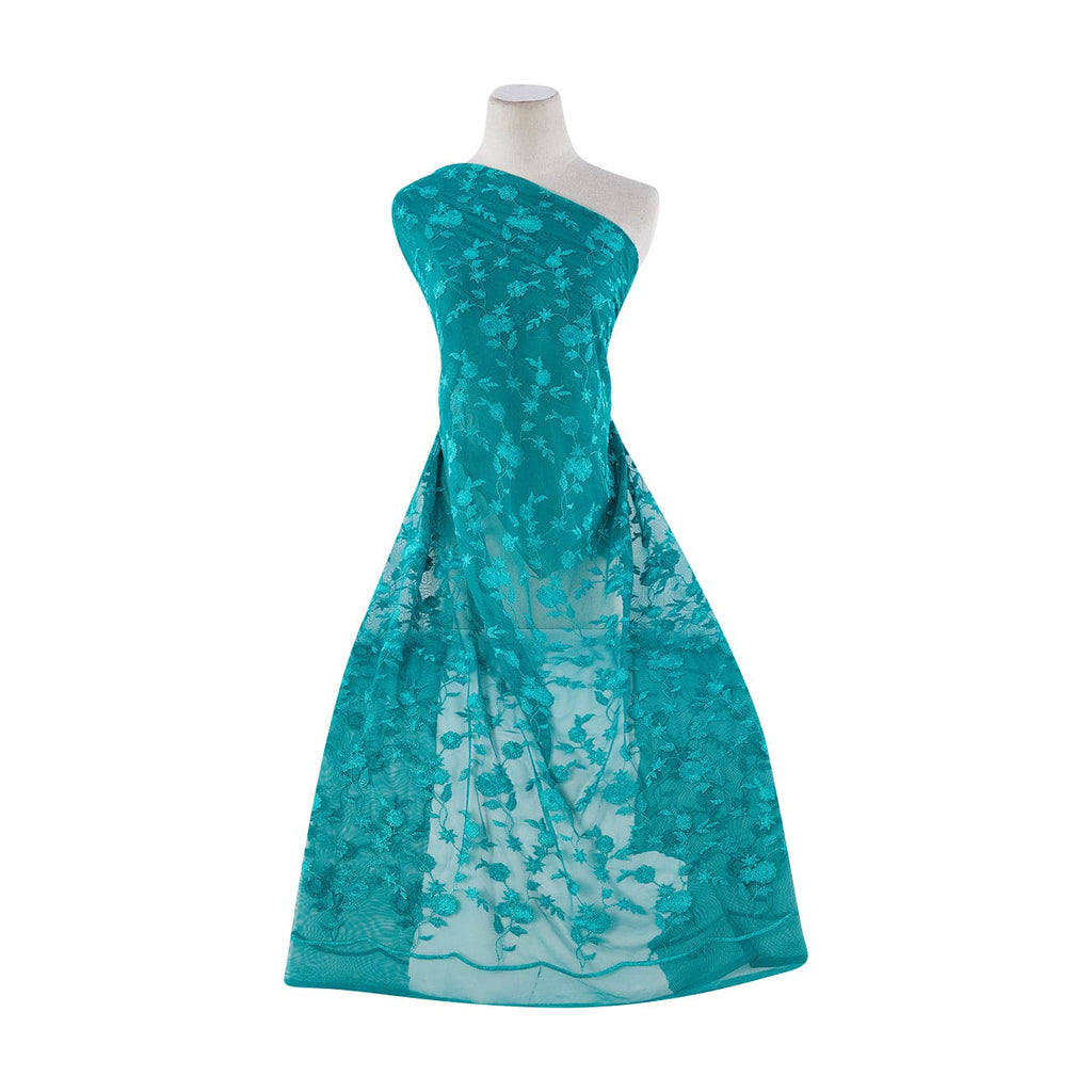 EMBROIDERY ON TULLE  | 21454-1060 TEAL - Zelouf Fabrics