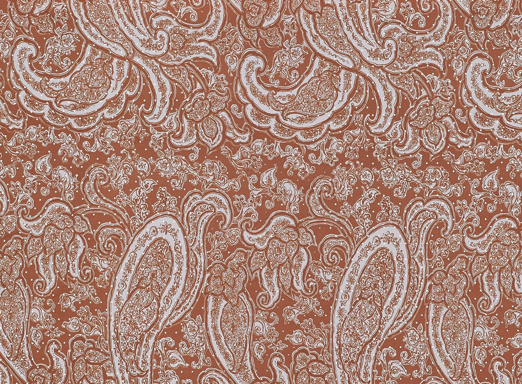 MOCHA/IVORY | 21457-1181TRAN - HAND SKETCH PASLEY PRINT ON ITY WITH TRANS - Zelouf Fabrics