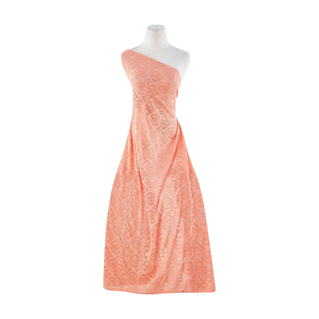 CORAL | 21499 - TULIP VASE BRUSHED STRETCH LACE - Zelouf Fabrics