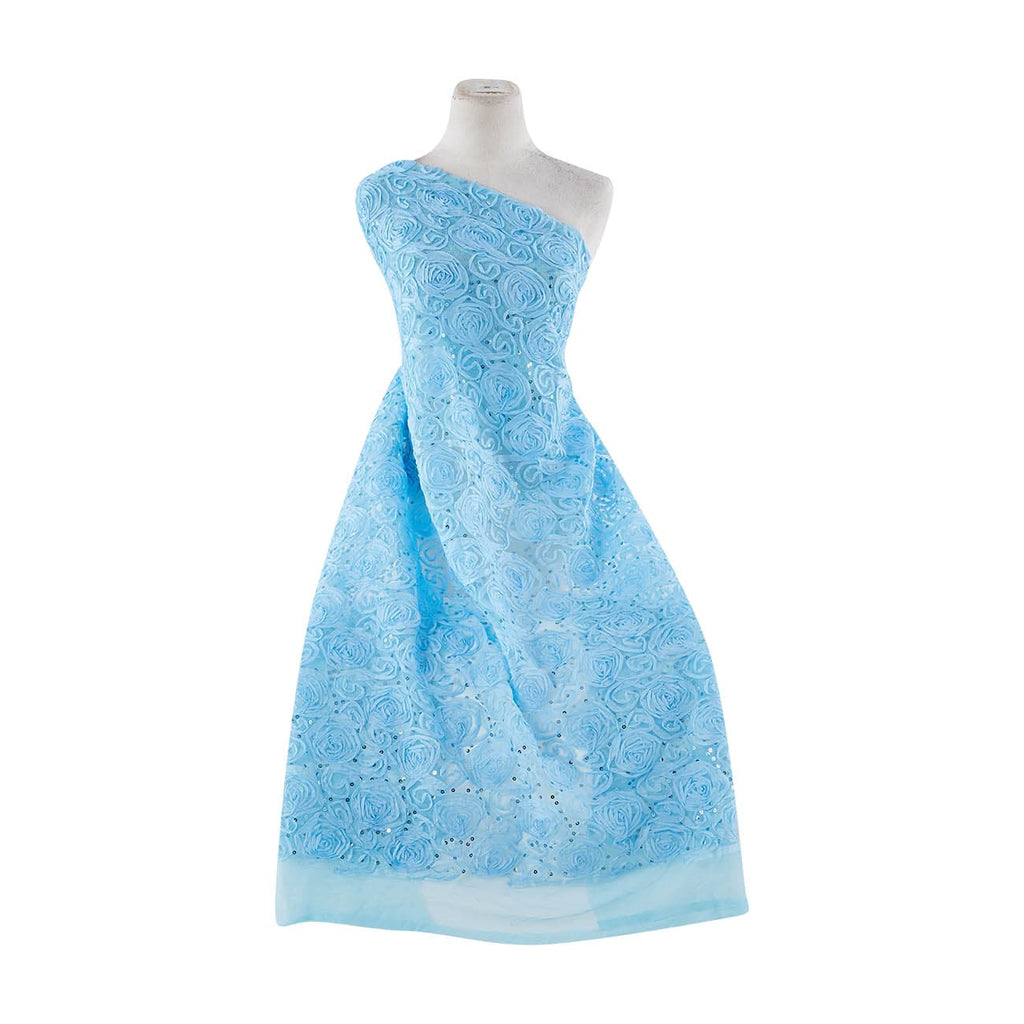 ROSETTE SOUTASHE WITH CLEAR SEQUINS  | 21504-1060 BLUE - Zelouf Fabrics
