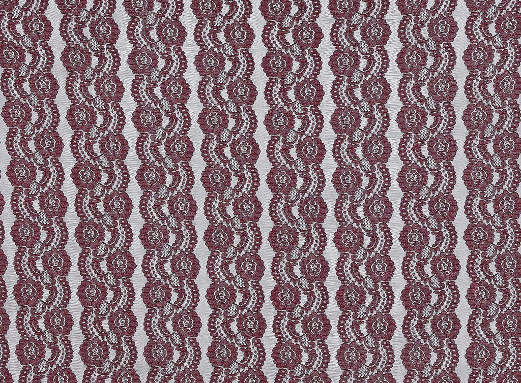 BLACK/BURGUNDY | 21509-2TONE - BANDED STRETCH LACE - Zelouf Fabrics