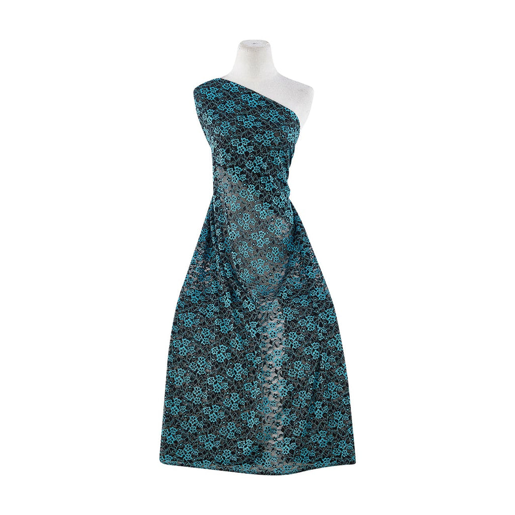 BLACK/BLUEBERRY | 21513 - ROSA STRETCH LACE - Zelouf Fabrics