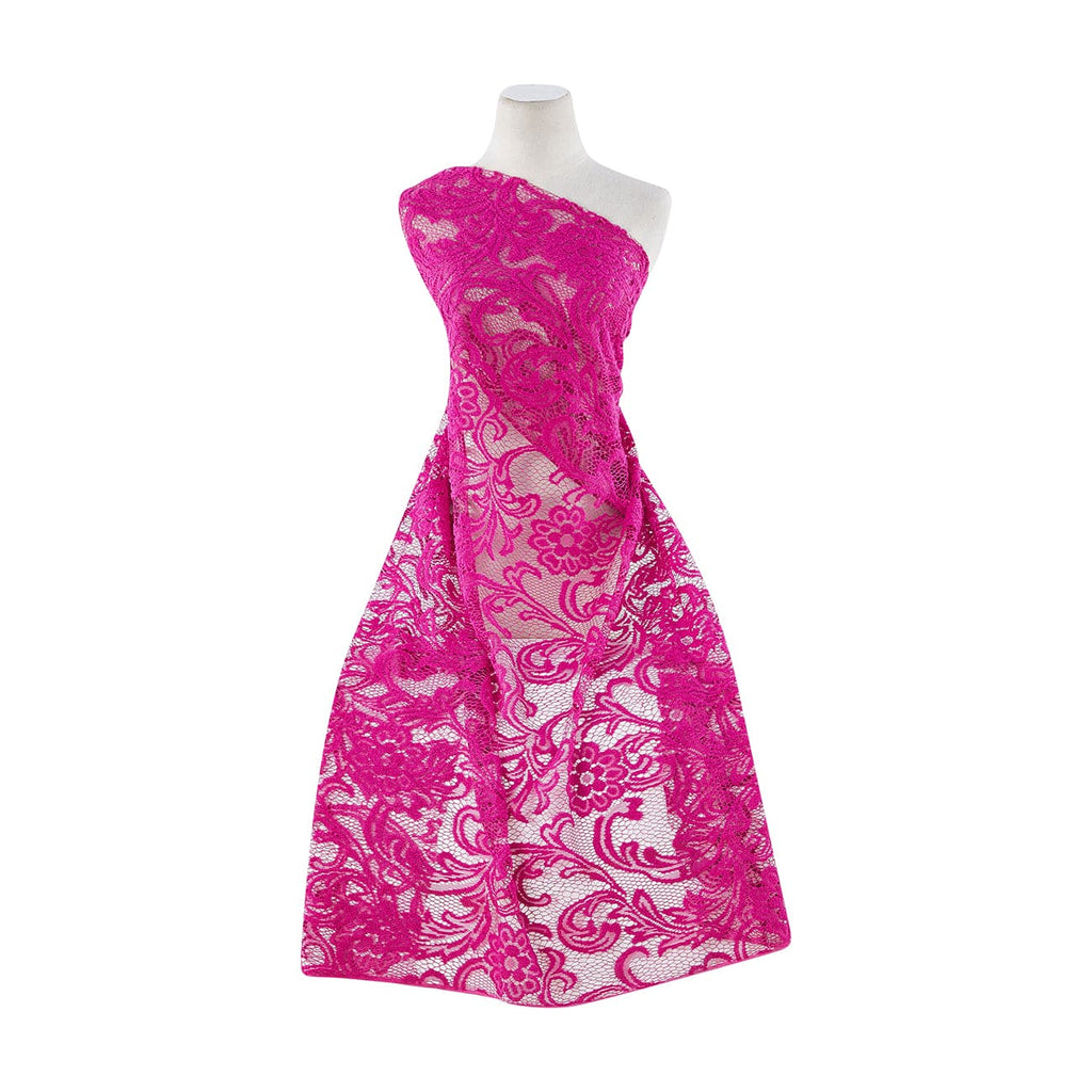 COOL FUSCHIA | 21528 - FRENCH TERRY OPEN JACQUARD LACE - Zelouf Fabrics