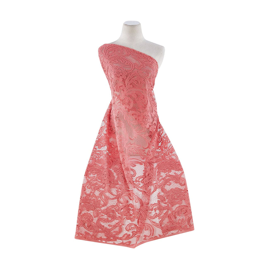 CORAL | 21528 - FRENCH TERRY OPEN JACQUARD LACE - Zelouf Fabrics