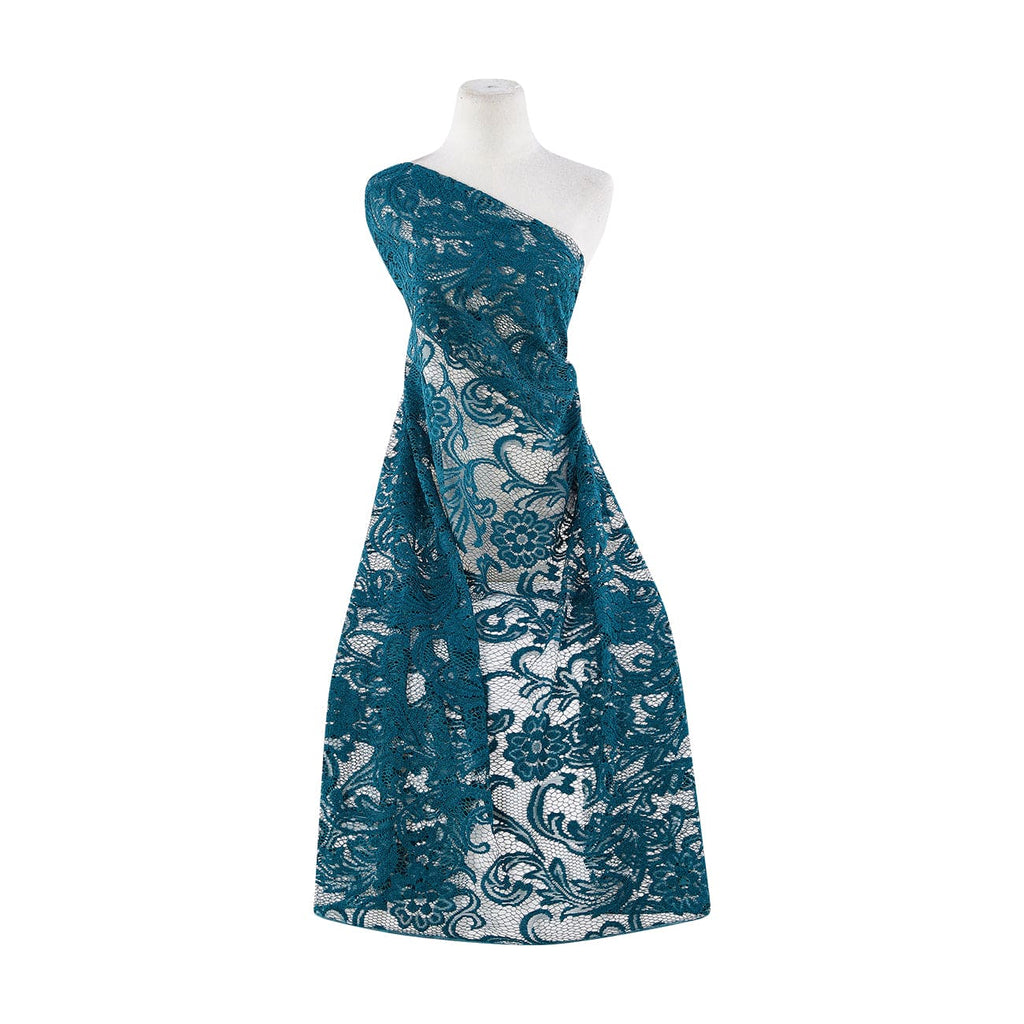 LACE EMERALD | 21528 - FRENCH TERRY OPEN JACQUARD LACE - Zelouf Fabrics
