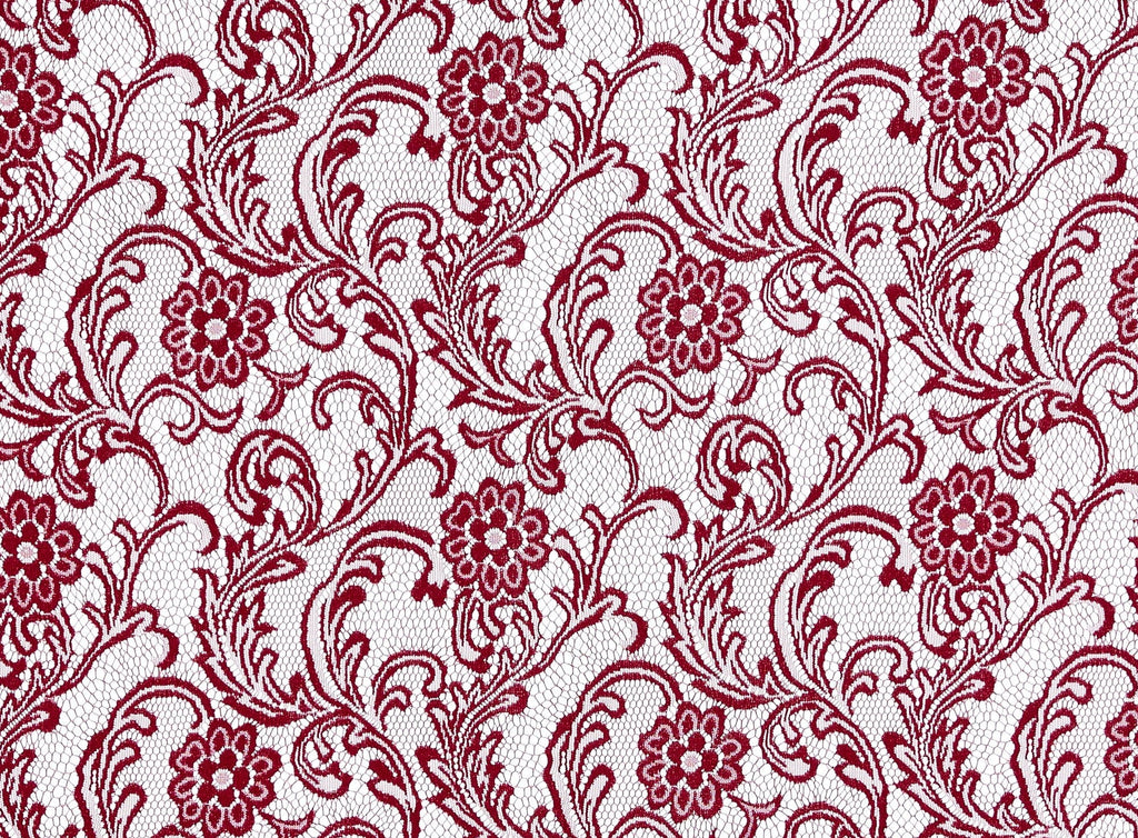 VIXEN RED | 21528 - FRENCH TERRY OPEN JACQUARD LACE - Zelouf Fabrics
