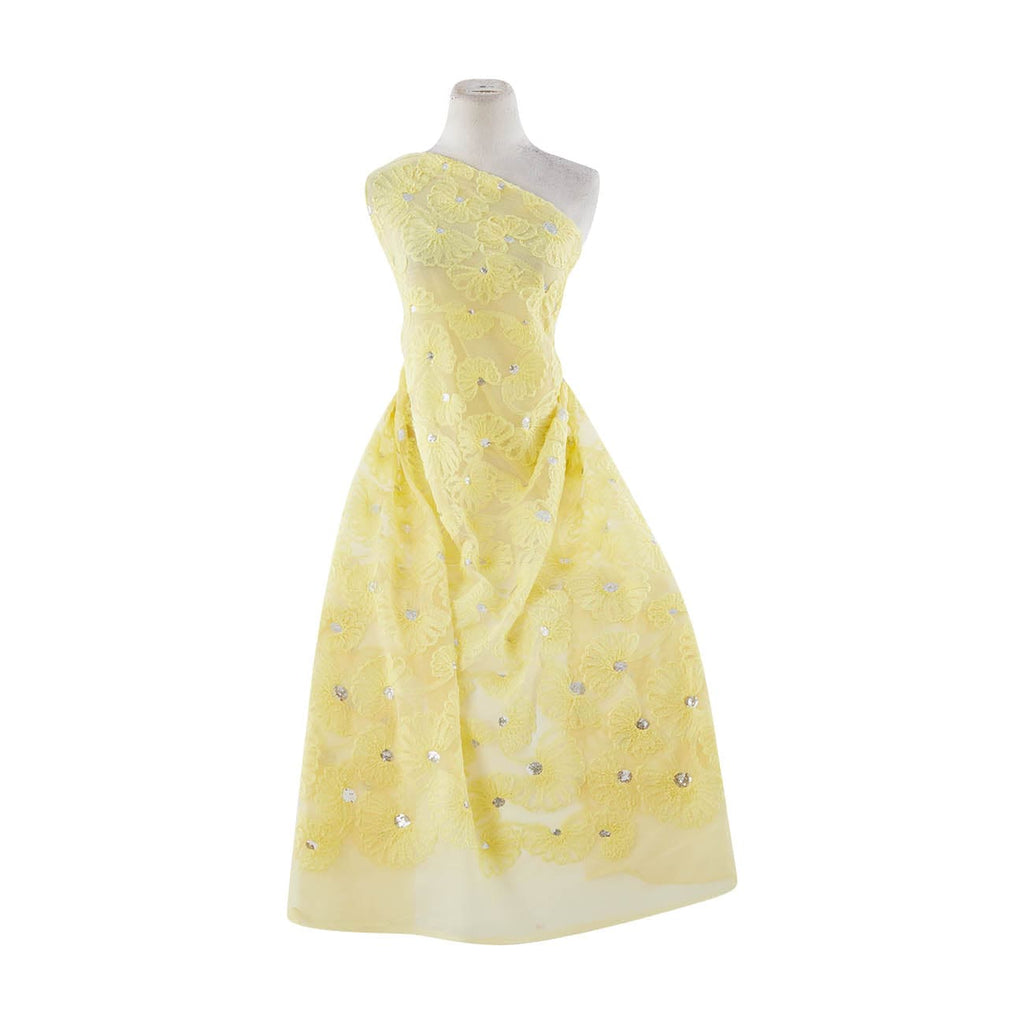 SUNFLOWER SUTASH WITH SEQUINS ON TULLE  | 21533-1060 DAFFODIL - Zelouf Fabrics