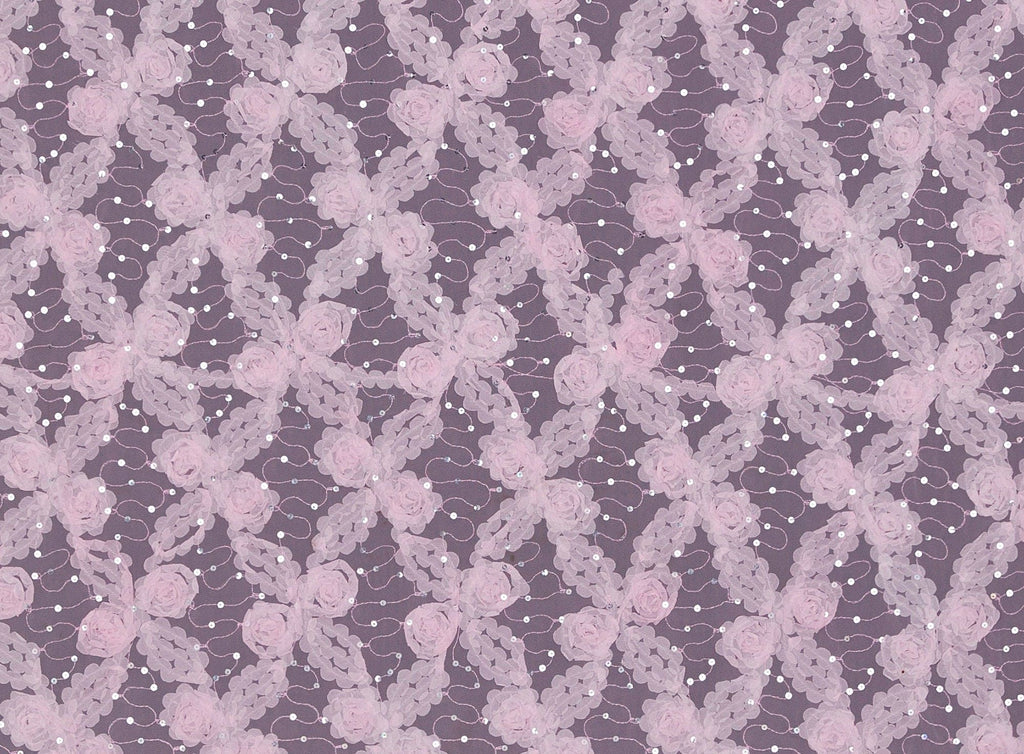 PINK | 21535-1060 - SMALL FLOWERS WITH EMBROIDERY AND SEQUINS ON TULLE - Zelouf Fabrics