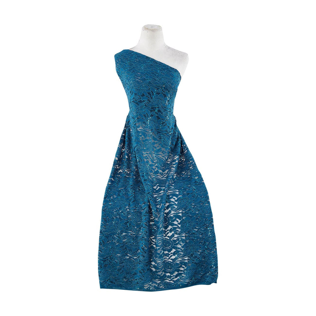 PAISLEY STRETCH LACE WITH TRANS  | 21582-TRANS MOROCCAN TEAL - Zelouf Fabrics
