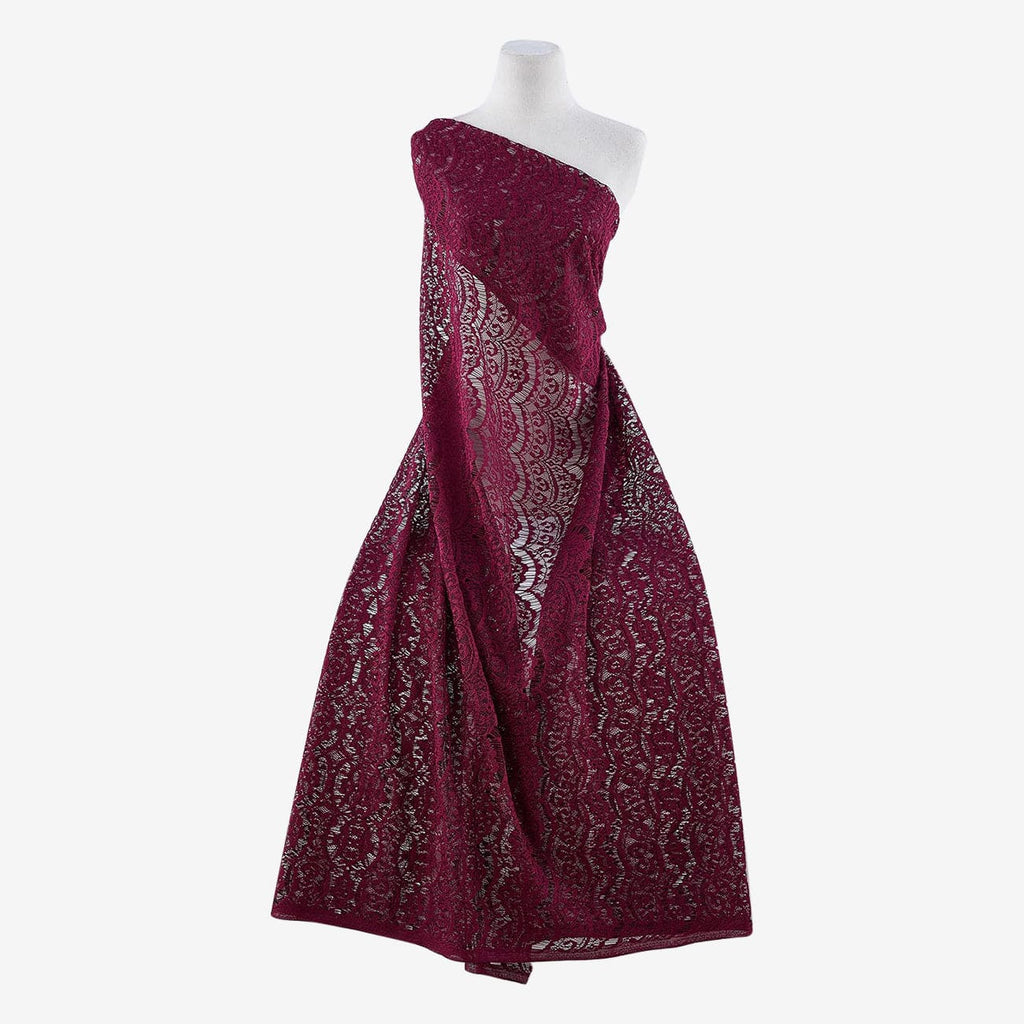 BURGUNDY HONOR | 21585 - SCALLOP BANDED LACE - Zelouf Fabric