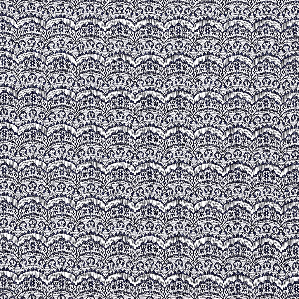 SCALLOP BANDED LACE  | 21585 NAVY - Zelouf Fabrics