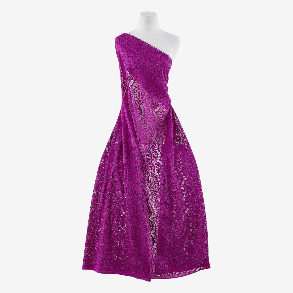 PLUM FILIGREE | 21585 - SCALLOP BANDED LACE - Zelouf Fabric