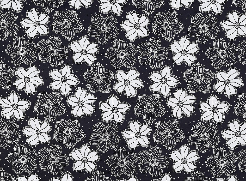 POPPY FLOWER SKETCH PRINT ON BRIDAL SATIN W/TRANS  | 21591-037TRANS  - Zelouf Fabrics