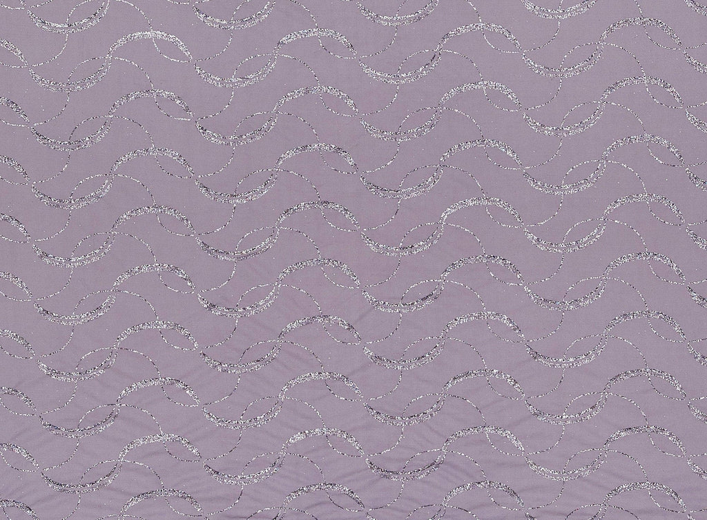 OVERLAPPING CURVES GLITTER ON MATTE JERSEY CHIFFON  | 21602-631  - Zelouf Fabrics