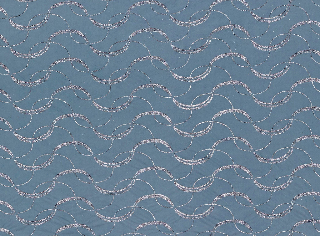 OVERLAPPING CURVES GLITTER ON MATTE JERSEY CHIFFON  | 21602-631  - Zelouf Fabrics
