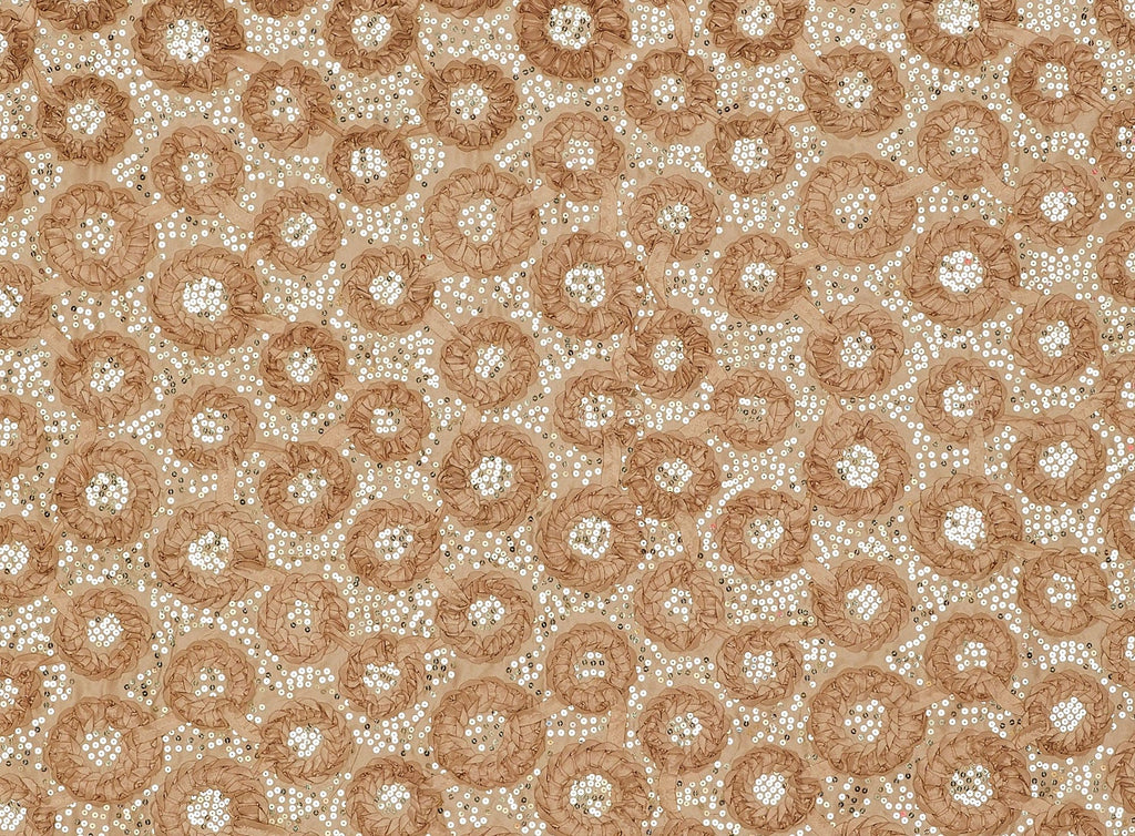 FLOWER TAPE SOUTASHE W/SEQUINS ON N/P TAFFETA  | 21623-6085  - Zelouf Fabrics