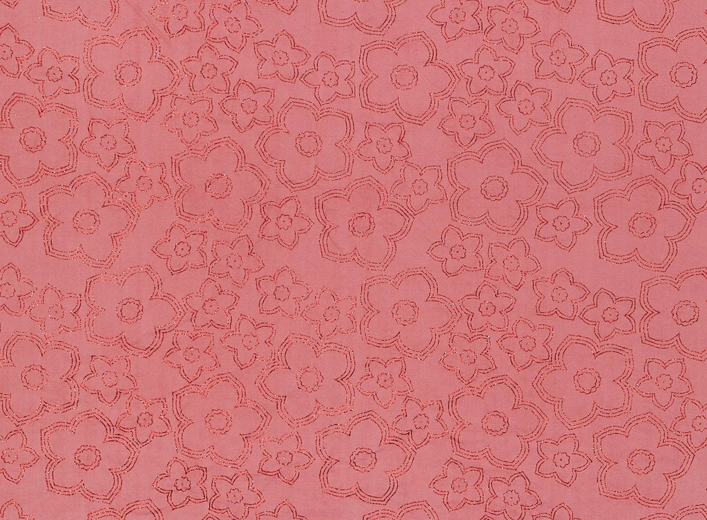FLOWER GLITTER ON MATTE JERSEY CHIFFON  | 21634-631  - Zelouf Fabrics