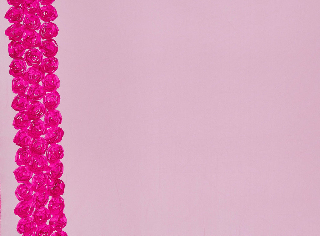 LARGE BLOOM SATIN ROSES DOUBLE BORDER ON TULLE  | 21658-1060  - Zelouf Fabrics