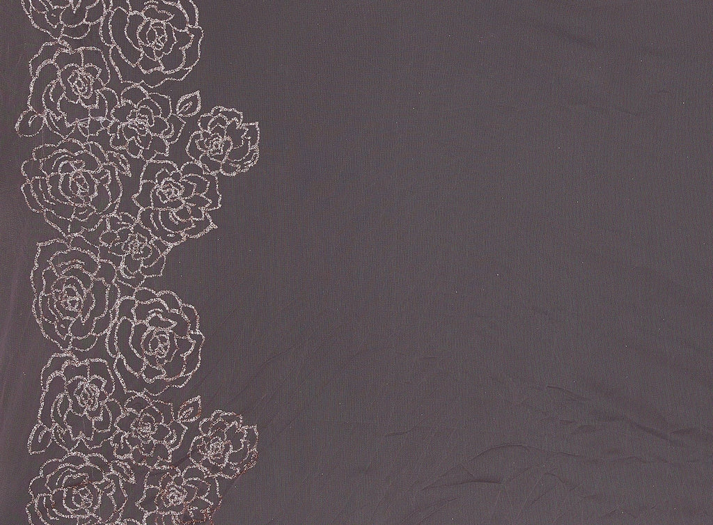 ROSE GLITTER DOUBLE BORDER 1X ON TULLE  | 21680-1060  - Zelouf Fabrics