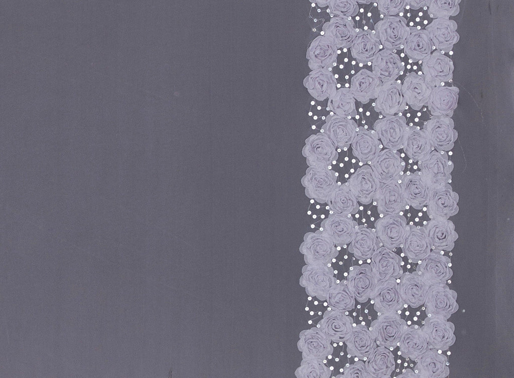 SMALL FLOWERS DOUBLE BORDER WITH SEQUINS ON TULLE  | 21682-1060  - Zelouf Fabrics