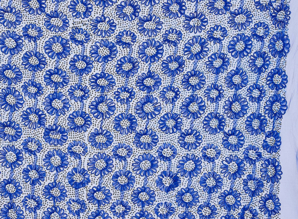 ROYAL | 21708-1060 - FLOWER SOUTASHE W/ SEQUINS ON TULLE - Zelouf Fabrics