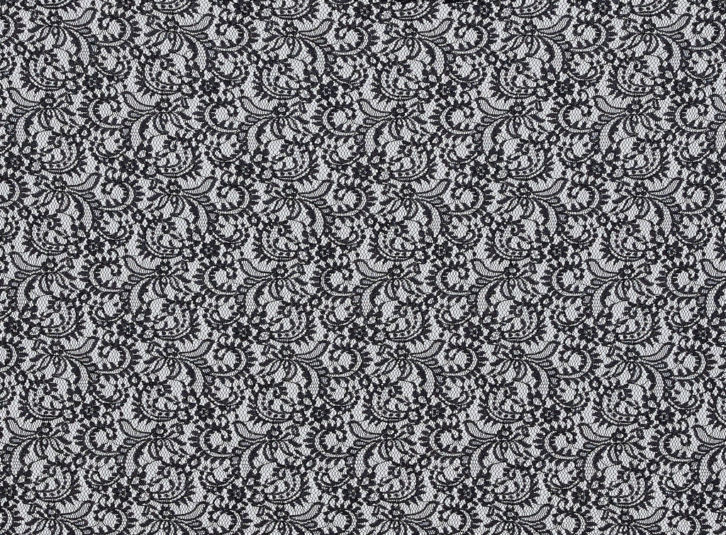 BLACK BLUSHED | 21746 - DOUBLE BORDER FLEUR DE SCALLOP CORD LACE - Zelouf Fabrics