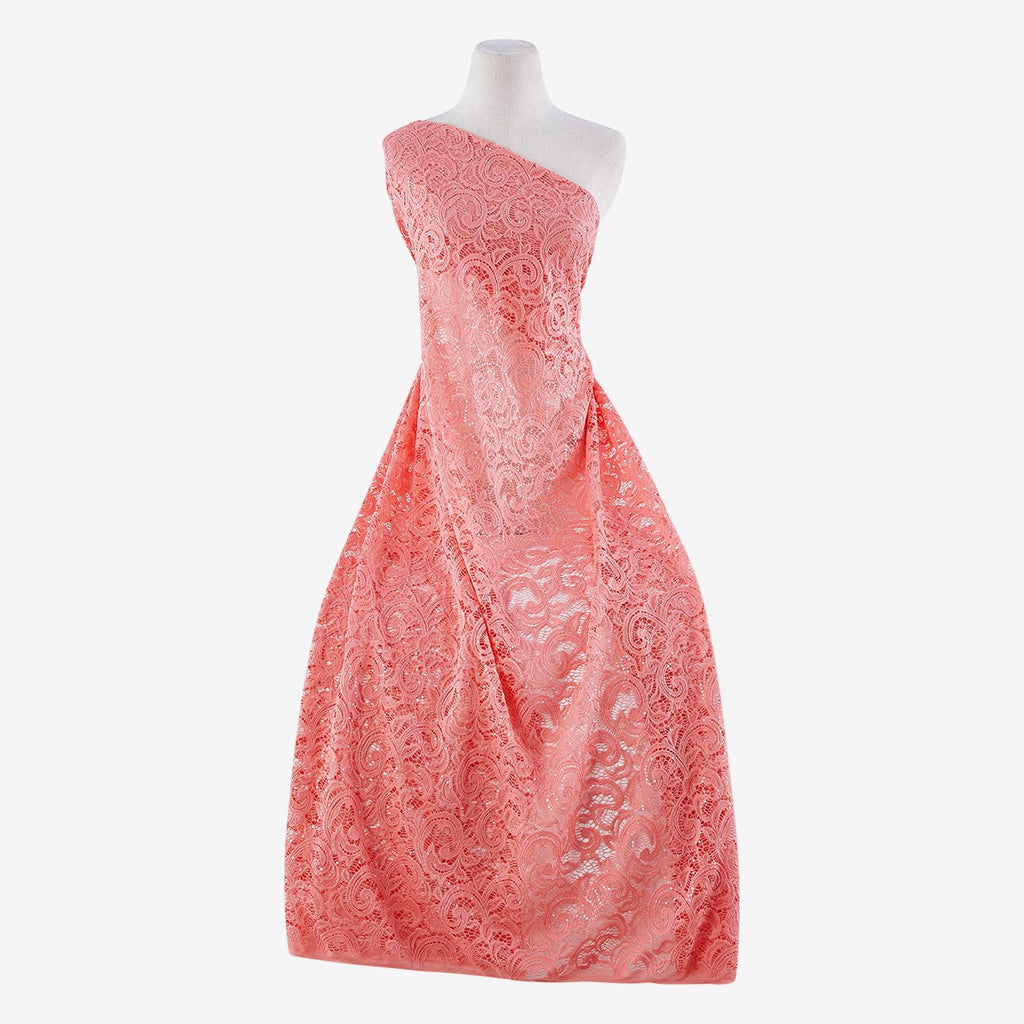 CORAL GLOW | 21756-PINK - JACQUARD NET STRETCH LACE WITH SEQUINS - Zelouf Fabrics
