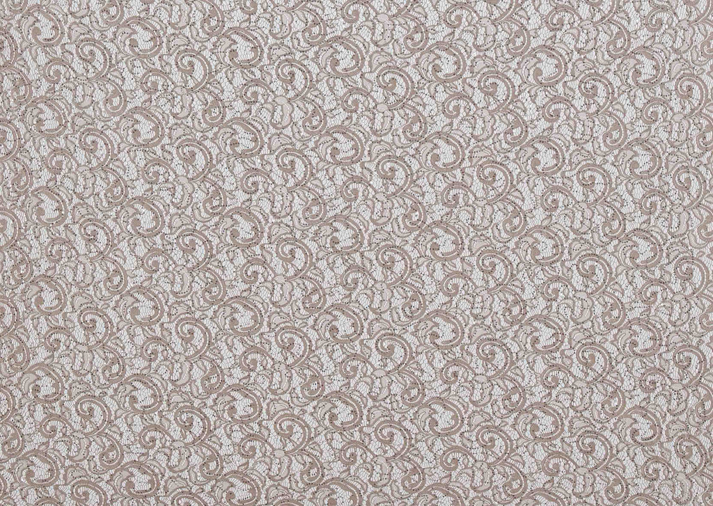 TAUPE MIST | 21756-BROWN - JACQUARD NET STRETCH LACE WITH SEQUINS - Zelouf Fabrics