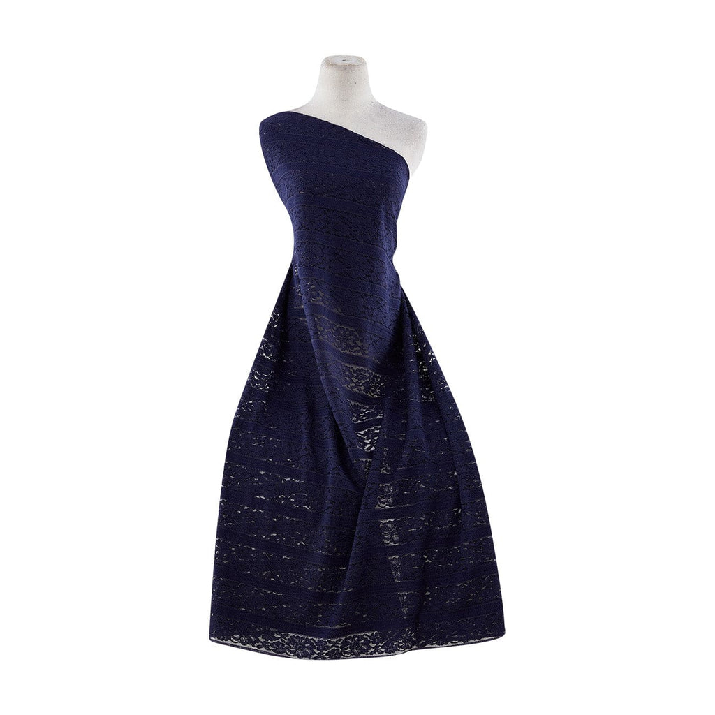 BANDED FLORAL LACE  | 21786 NAVY - Zelouf Fabrics