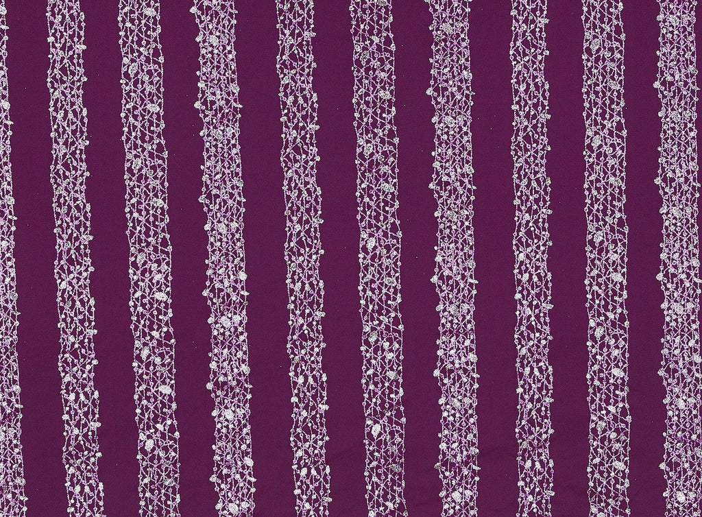FUSCHIA JOLLY | 21792-1060 - Glitter Border Rows On Tulle - Zelouf Fabrics